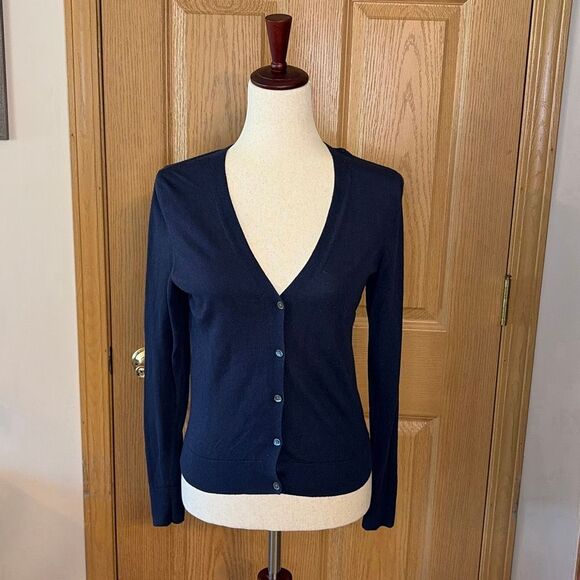 Banana Republic Navy Blue Silk Cashmere Button Front Cardigan Small - Picture 1 of 4